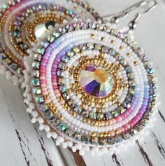 the beaded earrings are made with different colors