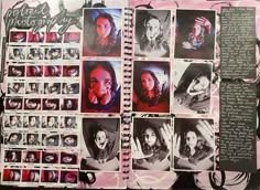 an altered photo book with pictures and writing on it