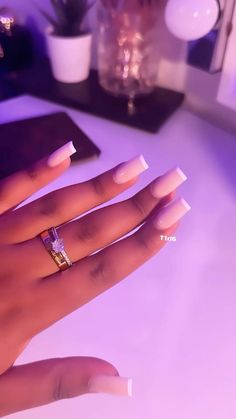 Mikaria Janae Nails, Nails For College Students, Girly Acrylic Nails French Tip, Plain Acrylic Nails Square, Simple Medium Nails, Classy Nails Black Women, Nails Plain Color, Basic Nails Acrylic, Nails Polish Ideas