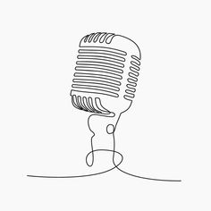 a black and white drawing of a microphone