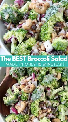 broccoli salad made in only 10 minutes is an easy and healthy side dish