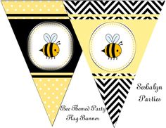 the bee themed party banner is ready to be used for your child's birthday