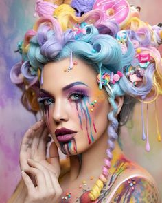 Candy Themed Makeup, Cotton Candy Wig, Trash Couture, Candy Land Costumes, Candy Crown, Witches Night, Witches Night Out