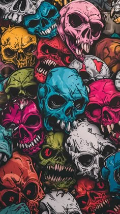 colorful skulls are all over the place for this image to be used as a wallpaper