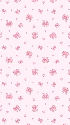 pink bows and hearts on a white background