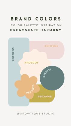 the brand color scheme for dreamscape harmony