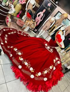 Red Charro Dress, Red Charro Quinceanera Dress, Mariachi Quinceanera Dress, Red Quince Dress, Quince Dress Ideas, Red Quinceanera Ideas, Vestido Charro, Charro Quince, Xv Dresses