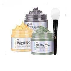 Anai Rui Turmeric Clay Mask - Green Tea And Dead Sea Minerals, Spa Facial Mask Set For Pore Treatment/Smooth/Clarify, Indoor Use, 2.5 Oz Each Obličejové Masky, Green Tea Face Mask, Green Tea Facial, Spa Masks, Dead Sea Mud Mask, Turmeric Vitamins, Turmeric Face Mask, Spa Facial, Green Tea Mask