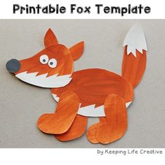 a paper cut out of a fox with the words printable fox template on it