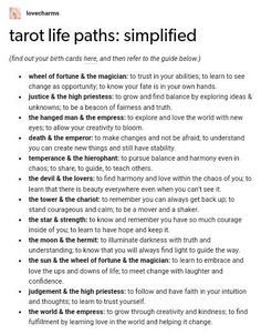 a text description for tarot life paths simplified