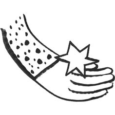 a black and white drawing of a hand holding a star