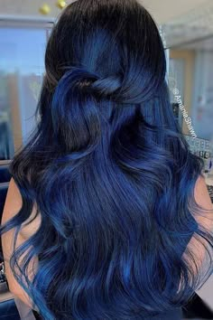 Blue Black Hair Dye, Midnight Blue Hair, Blue Black Hair Color, Dyed Hair Blue, Black Hair Dye, Black Hair Color, Pretty Hair Color