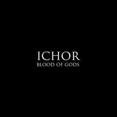 the logo for ichr blood of gods on a black background with white lettering and a cross