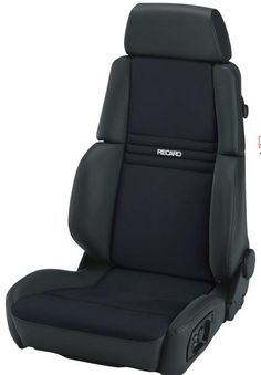 the front and rear seats of a car, both black with white stitching on them