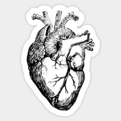 the human heart sticker is shown in black and white