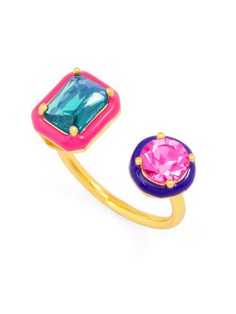 Two gems, one stunning adjustable ring. -Open -Triple-Plated -Hypoallergenic -0.100 Lbs Hot Pink Rings, Watch Ring, Preppy Jewelry, Gift Inspo, Family Jewels, Jewelry Accessories Ideas, Dope Jewelry, Ring Fashion, Red Turquoise