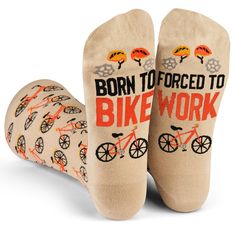 PRICES MAY VARY. Stylish socks for cyclists: Dapper crew socks that look great at work or on the bike. Features original, unique art, with a pattern of bicycles, plus a funny hidden message that’ll make any bike lover smile - “Born to Bike, Forced to Work” One size fits most: Crew length socks for men, fits most men size 6-12. Crank up the perfect gift: These funny socks are the perfect gift for cyclists and bike lovers, whether they’re a hardcore racer, or a casual commuter - for their birthday Novelty Gifts For Men, Bike Socks, Mens Novelty Socks, Bike Gift, Work Socks, Stylish Socks, Man Bike, Bike Lovers, Cool Bicycles