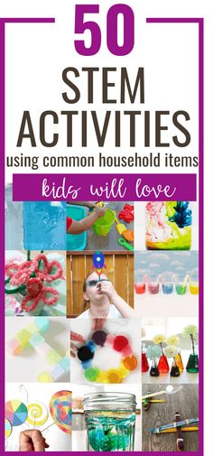 These fun STEM activities use only common household items that you probably already have laying around the house. These fun, educational activities will not only keep your kids happy and busy, but they will also help them continue to actively learning while they create, solve problems, and play. STEAM activities. STEM ideas. Boredom busters for kids. science experiments for kids.