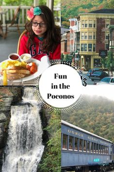 a collage of photos with the words fun in the poconos