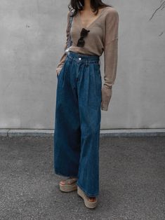 Relaxed fit, blue denim culotte pants in wide leg. High waisted with belt loops. 100% cotton/denim material. Model is in MINUSEY S. ✔️ Free worldwide express shipping over $100✔️ Loved by 6,500+ customers✔️ Limited edition collections, maximum style⠀⠀⠀⠀⠀��⠀⠀⠀⠀Stay ahead of the trend with can’t-find-anywhere-else staples. Your closet will thank you 💕 * MINUSEY S = EU 34, US 2* MINUSEY M = EU 36, US 4* MINUSEY L = EU 38, US 6* 100% Cotton Denim* Dry clean* Made in Korea - Model Height: 170cm/5'7" (US2, EU34) Culottes Outfit, Denim Culottes, Culotte Shorts, Culotte Pants, Waiting List, Denim Material, Linen Top, The Trend, Pin Tucks