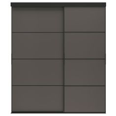 an image of a sliding door with dark grey glass and metal bars on each side