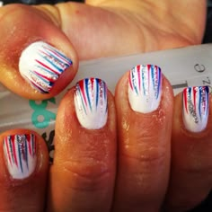 4th of July nails. This is cool but how the heck do you do it?? Nails Patriotic, Red White And Blue Nails, White And Blue Nails, Patriotic Nails Design, Patriotic Nails, Fourth Of July Nails, 4th Of July Nails, July Nails, Diy Nail Designs