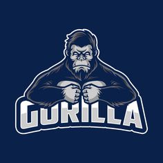 gorilla mascot for a sport team on a dark background with the word gurila