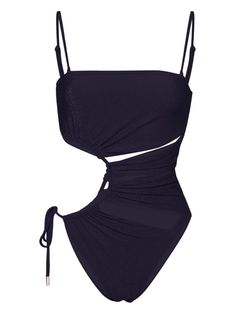 midnight blue cut-out detailing square neck side tie fastening adjustable spaghetti straps high cut Be mindful to try on swimwear over your own garments. Swimsuit Blue, Pinterest Ideas, Cut Out Swimsuits, City Dress, Cult Gaia, Blue Swimsuit, Summer Beach Wear, Fashion Fits