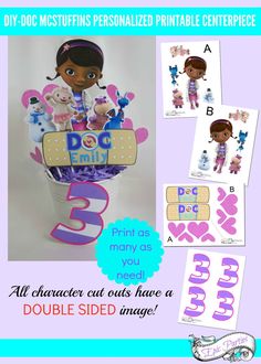 doc mcst birthday party printables and cupcake toppers with free cut outs