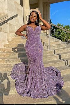 Sparkling and fashionable, this mauve purple glitter mermaid prom dress features pointy V neckline, long train skirt. #promdress #promqueen #eveningdress #homecomingdress #graduationdress Prom Dress Purple, Purple Prom, Custom Prom Dress, Mermaid Sequin, Purple Prom Dress, Sequin Evening Dresses, Sequin Prom Dresses, Black Prom