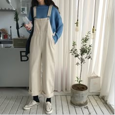 Moda Ulzzang, Streetwear Plus Size, Streetwear Korean, Jumpsuits Women, Korean Casual Outfits, Korean Girl Fashion, Ulzzang Fashion, Casual Jumpsuit, Overalls Women