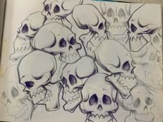 a bunch of skulls that are in a book