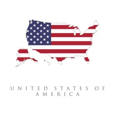 the united states of america map with an american flag on it's left side