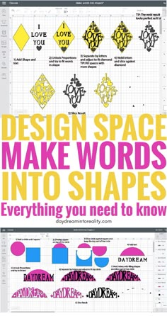 an info sheet with the words design space to make words into shapes and then you need to know