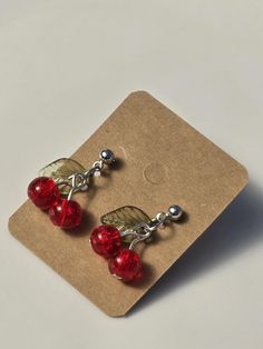 Beautiful Cherries Earrings Cherry Color Dangle Earrings, Cherry Accessories, Crazy Earrings, Earring Fashion, Cherry Earrings, Necklace Ideas, Earring Ideas, Girly Jewelry, Diy Accessories