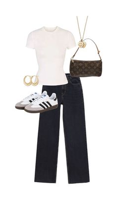 Samba Inspo Outfit, Basic Outfits With Jeans, Outfits To Wear With Sambas, Fits With Sambas, Basic Aesthetic Outfits, Styling Sambas, Basic Outfits Spring, Basic Outfits Aesthetic, Basic Outfit Aesthetic