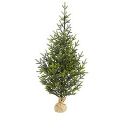 a small christmas tree in a bag on a white background