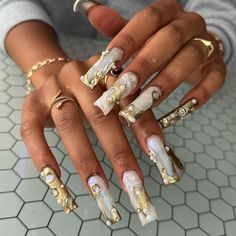 Drip Nails, Bling Acrylic Nails, Square Acrylic Nails, Funky Nails, Pretty Acrylic Nails, Dope Nails, Short Acrylic Nails