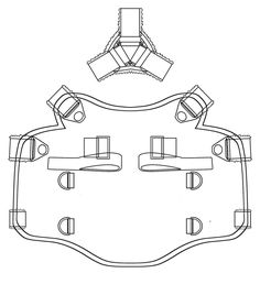 a drawing of a conference table with four chairs and two tables on each side, viewed from above