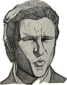 a drawing of a man with his eyes closed