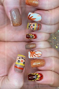 Cute Thanksgiving Nails Thanksgiving Day Nails, Cute Thanksgiving Nails Simple, Short Nails Acrylic, Thanksgiving Nails Design Fall, Coral Nails With Design