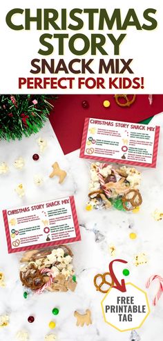 christmas story snack mix with free printable tags