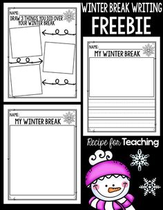 the winter break writing activity for students to practice their writing skills and help them learn how to