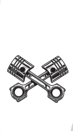 two crossed wrenches are depicted in this black and white drawing, which appears to be part of a pair of scissors