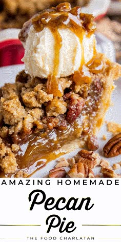 The Best Pecan Pie Recipe Ever with Buttery Streusel Topping! from The Food Charlatan. This is not your average Pecan Pie recipe! First we brown the butter, then we adds toffee bits (which melt into a glorious caramel filling), and THEN we top it off with a supremely buttery streusel that I promise is not too sweet, but instead adds the perfect crunch.  Once you've tried pecan pie with streusel topping it's hard to go back! This pie is perfect for Thanksgiving, Christmas, or Sunday dinner. Ree Drummond Pecan Pie, Pecan Pie With Streusel Topping, Butter Pecan Crunch, Award Winning Pecan Pie, Toffee Pecan Pie, Pecan Pie Filling Canning Recipe, Browned Butter Pecan Pie, Butter Pecan Topping, Pecan Pie Alternative