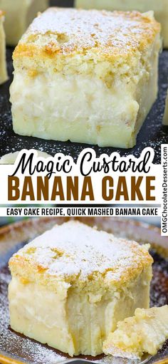 this magic custard banana cake is so easy to make and tastes just as good as it looks