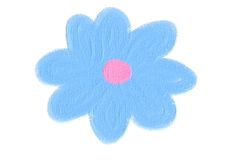 a drawing of a blue flower with pink center