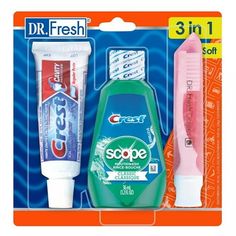 Designed to keep the highest quality in mind using economies of scale to manufacture products at the most reasonable prices, giving the most value to you. Have a great trip! Mouthwash, toothpaste and travel-toothbrush. Perfect for on the go needs of any traveler. Colors May Vary For The Toothbrush. Size: 1 Count (Pack of 1).  Color: Multicolor. Travel Size Toothpaste, Travel Toothpaste, Travel Size Toiletries, Hygiene Care, Toothbrush Toothpaste, Dental Supplies, Whitening Toothpaste, Personal Care Products, Toiletry Kit