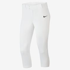 SWEAT-WICKING COMFORT FOR THE DIAMOND. The Nike Vapor Select Pants prepare you for the heat of competition with sweat-wicking technology and breathable mesh. Durable construction stands up to intense play. Sweat-Wicking Design Dri-FIT technology helps you stay dry, comfortable and focused. Breathable mesh at the lower back leg lets cool air in and heat out. Stay-Put Fit Elastic waistband and cuffs are lined with gripping material to help keep your uniform in place. Offset snaps reduce bulk under Nike Softball Pants, Softball Pants, Nike Wear, Pants Png, Softball Gear, Softball Bags, Softball Outfits, Nike Sneakers Women, Cute Nike Outfits