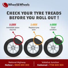 an advertisement for wheel and wheels showing the tire treads before you roll out